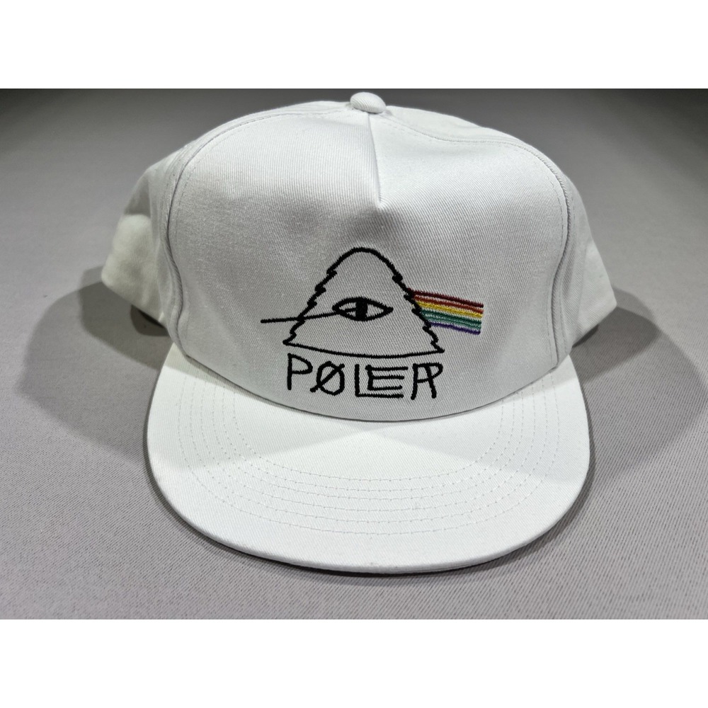 Polar Unisex White Hat With Rainbow Decal Snap Closure